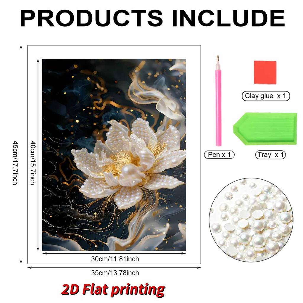 Pearl Painting Kit White Lotus Flowers Theme Frameless Handicraft DIY Bedroom Decoration Living Room Wall Art Room Decoration Art Craft Decoration