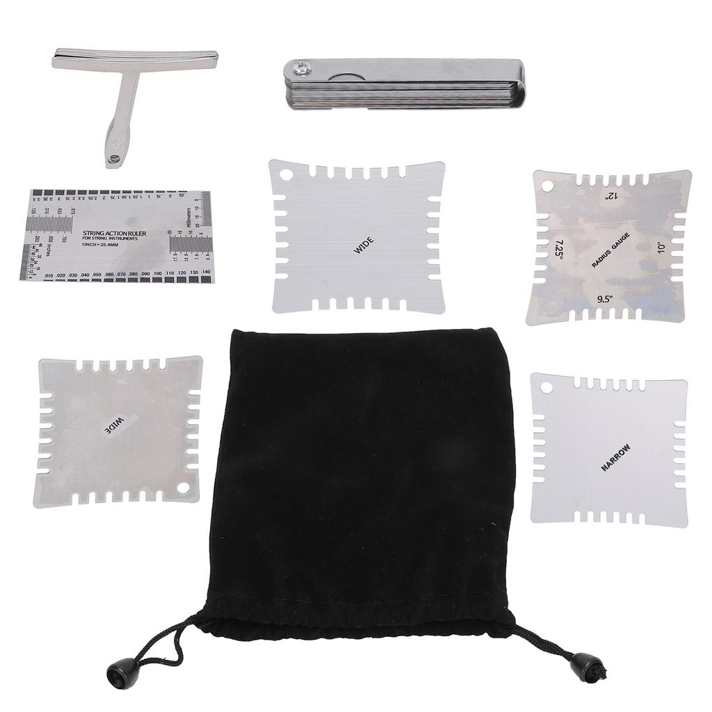 Guitar Measuring Set String Distance Height Radian Ruler Stainless Steel Gauge ToolsSilver