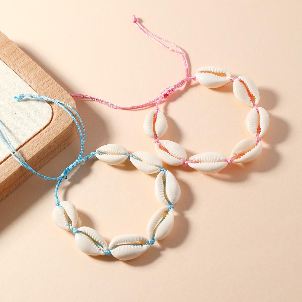 Bohemian Beach Seashell Anklet – Simple Handmade Woven Bracelet