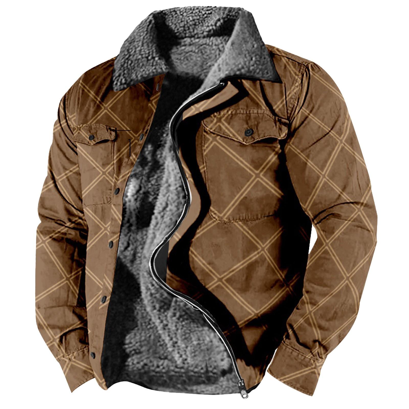 

Men s Plaid Print Fleece Thickened Coat Jacket Men s Casual Fashion Warm Coat XXXXXL армія зелений колір