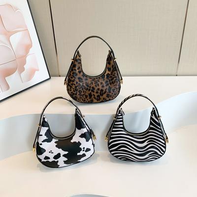 Women'S Bag Fashion Shoulder Bag Texture Pu Armpit Bag Personalized Zebra Pattern Crescent Bag