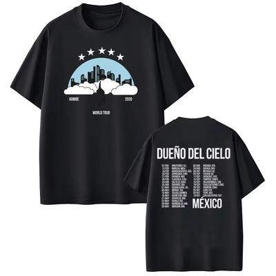Humbe Dueno Del Cielo 2026 World Tour Tees Men Women Harajuku T Shirt Fashion Hip Hop Gothic Punk Cotton T-shirts Streetwear ...