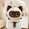 Zaino Giocattolo Peluche Gatto Occhi Grandi Adorabile da 50 Cm Gatto Siamese Carino Gatto Nero Gatto Tricolore Bambole Zaino Bel Regalo di Compleanno