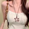 Personalized Design Hollow Starfish Necklace Leopard Print Long Sweater Chain New Fashion Wear Accessories Neck Chain