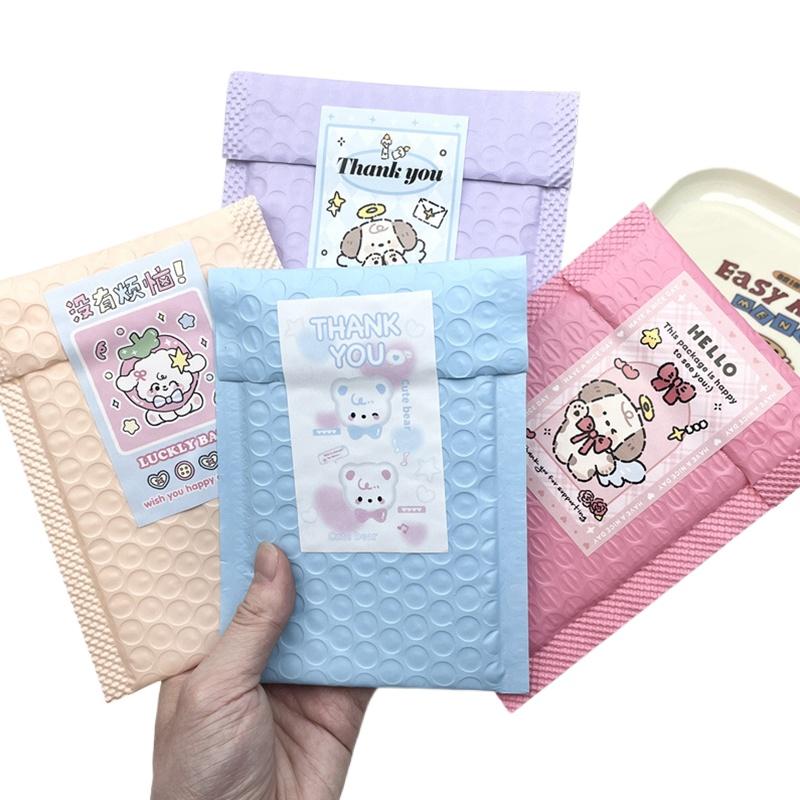 10pcs Self Adhesive Pink Purple Blue Package Express Bags Korean Star Card Package Colorful Bubble Envelope Bag Romantic
