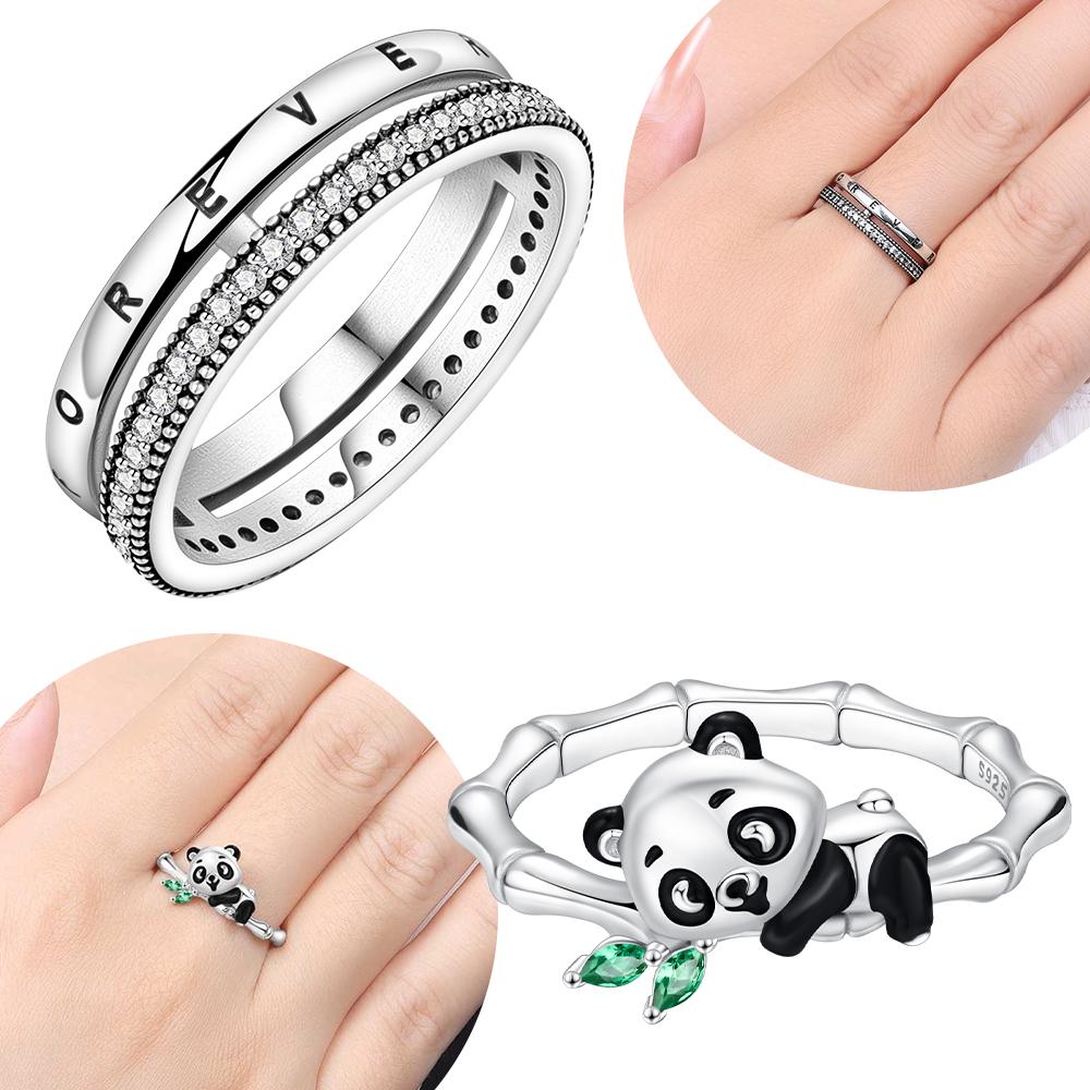 Authentic Copper Closedmouth Ring Panda Bamboo Womans Ring Jewellery Fine Gift Delicate Anniversary Accessory High Quality
