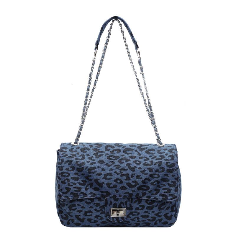 Korean leopard print fashion tote bag new chain underarm shoulder bag large capacity popular messenger bag