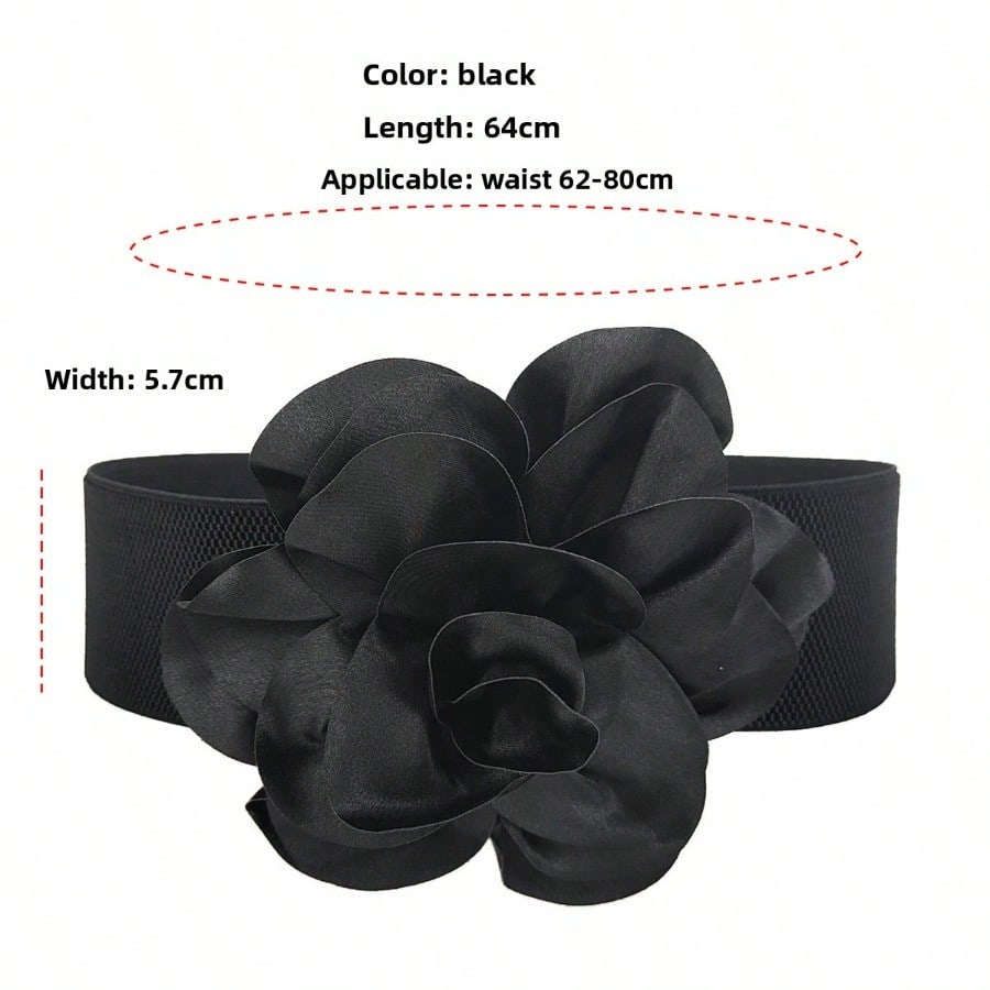 Fashion Flower Wide Waist Seal Belt Ladies Versatile Dress Decorative Dance Show Belt Belt