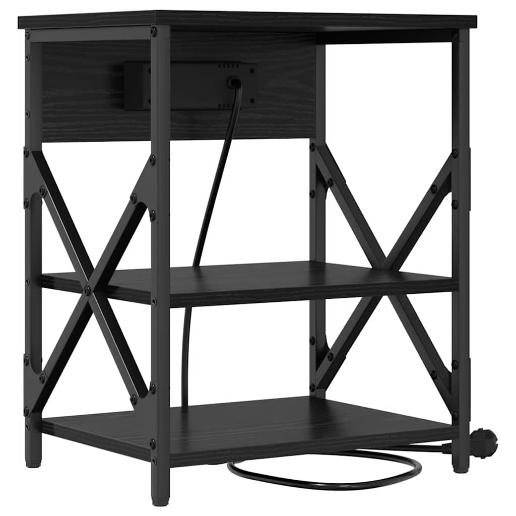 Nightstand with Shelf 2 Pcs Black Oak Effect 41 X 31 X 51 Cm