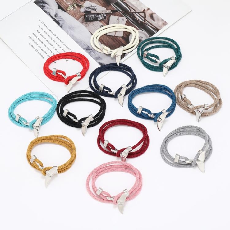 Whale Tail Charm Bracelet Jewelry Gift for Women Nylon Rope Wristband Bracelet