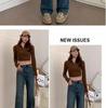 Women's 2025 Retro Wide-Leg High-Waisted Velvet Jeans - Slimming, Loose-Fit for Spring & Autumn