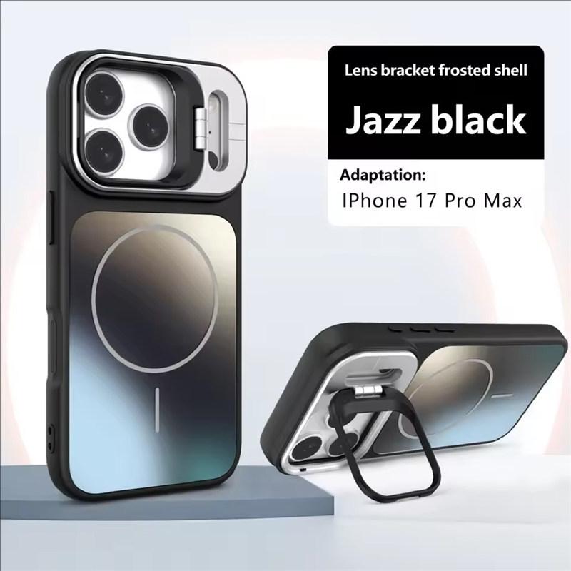 

Роскошный чехол-подставка Defender для телефона Magsafe для iPhone 17 Air 16 15 14 13 12 11 Pro Max Магнитная беспроводная зарядка AG Матовая крышка iPhone 11 чёрный