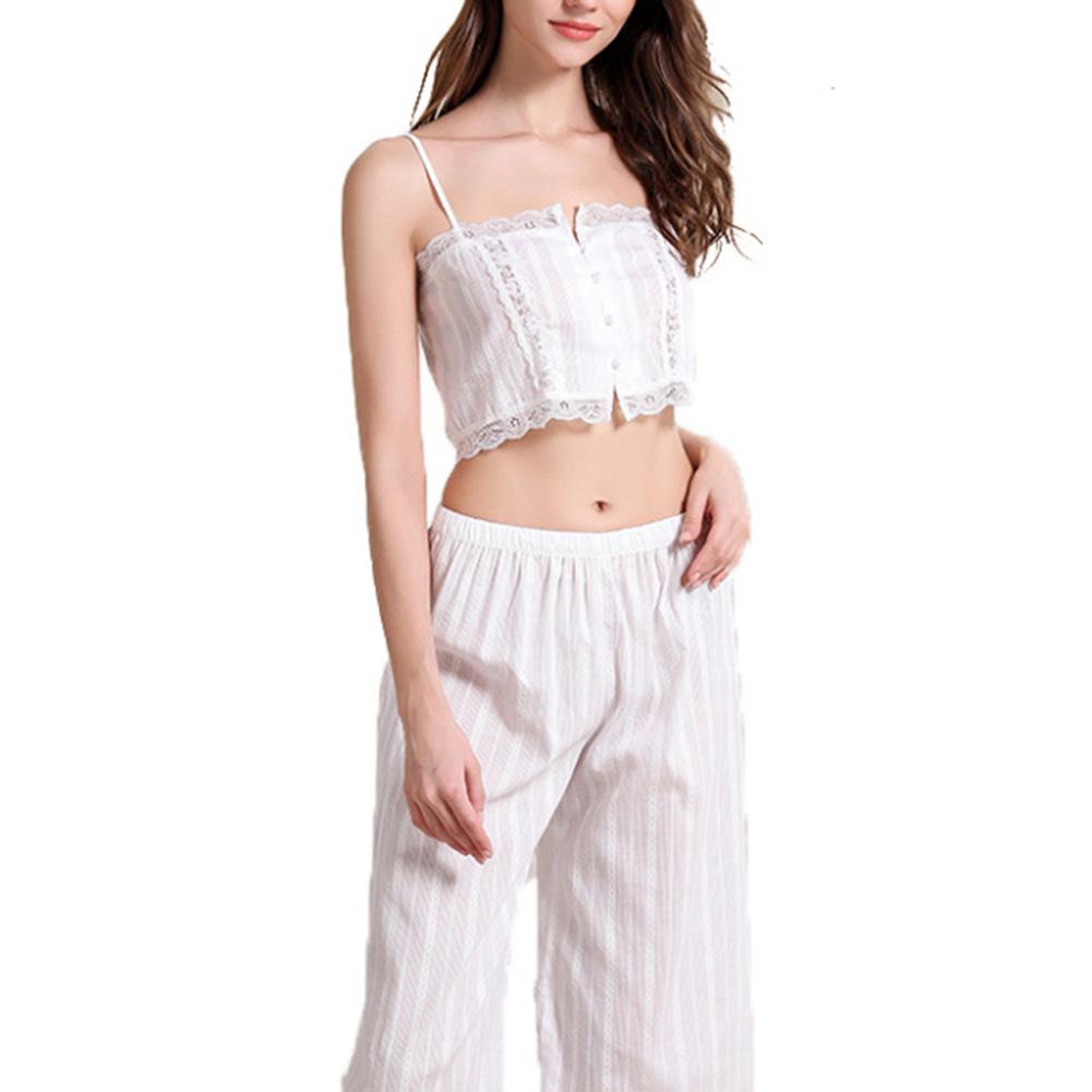 Buy Women Lace Brim Crop Top Loose Wide 