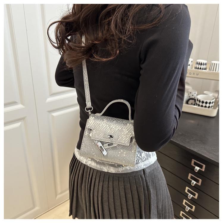 Texture Casual Retro Large Capacity Lock Buckle Handheld Crossbody Small Square Bag For Women