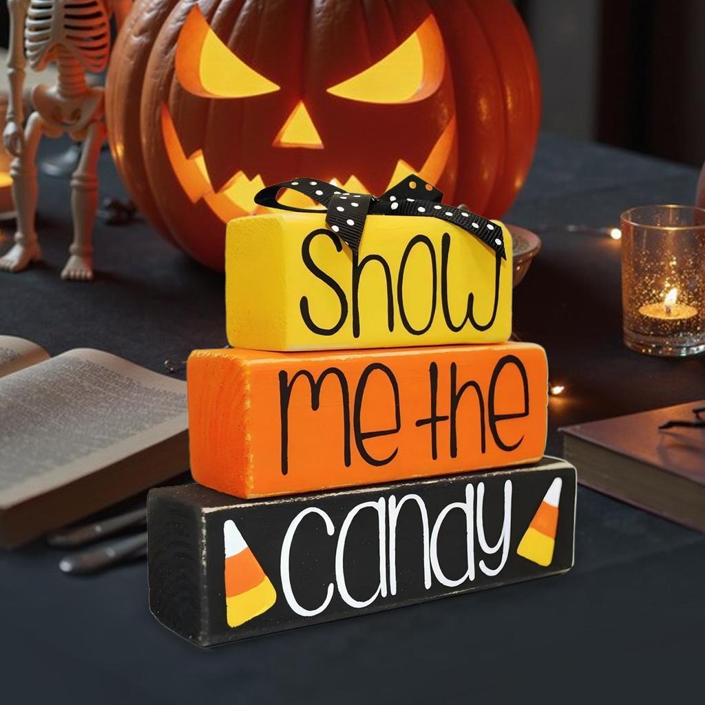 Halloween Candy Display Wooden Block Signs Tiered Tray Decorations Table Decor Home Tiered Tray Decorations For Den Cabinet