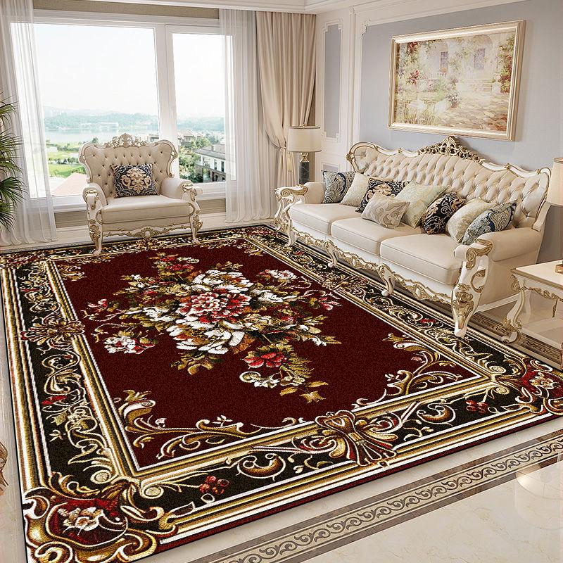 Luxurious Retro Rugs for Living Room European Style Sofa Area Non-Slip Floor Mat Bedroom Cloakroom Soft Carpet