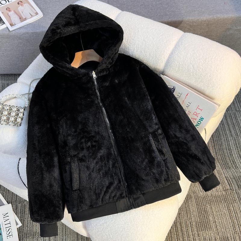 Wear Both Sides Fashion Winter Faux Fur Jackets Woman Parkas Hooded Casual Women's Short Coats