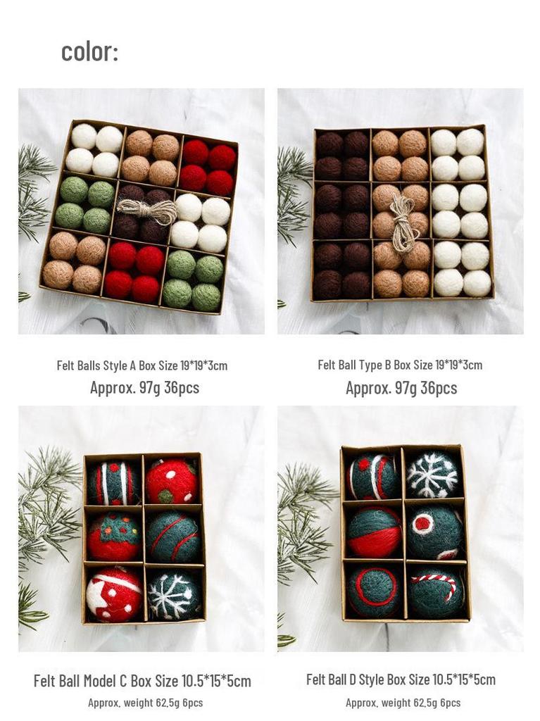 Christmas Ornament Set: Flocked & Painted Hanging Balls In Gift Box for Tree Decoration