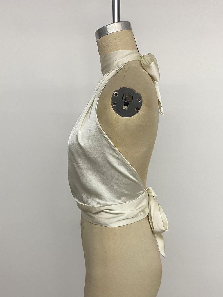 Elegant Halter Neck Off-Shoulder Sleeveless Top - High-End Summer Fashion