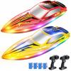 RC Boats for:ABS Plastic, Blue/Red, 2.4GHz Racing Control, 120 Min Runtime, Capsize Recovery, 7 LED Lights, Pool Lake Use