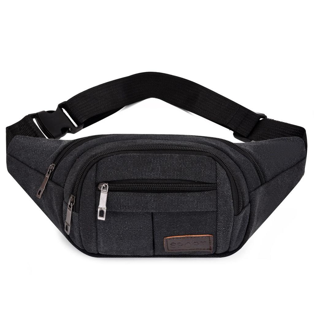 Men's Work Close-fitting Fanny Pack Wear-resistant Canvas Crossbody Mobile Phone Change Cashier Fanny Pack Shoulder Portable Multi-layer Bag