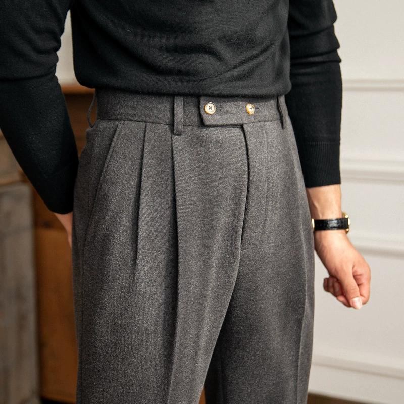 Anzughose für Herren, Leicht Reif, Britisch Retro, Geschäftsorientiert, Neapolitanischer Stil, Gerader Schnitt, Slim Fit, Freizeithose für Herren zum Pendeln
