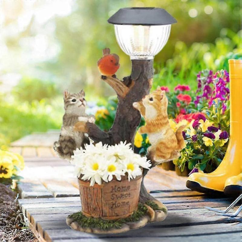 Garden Animal Solar Figurine Dolar Lamp Outdoor Squirrel Statues Resin Garden Climbing Patio Gardening Decoration Solar B