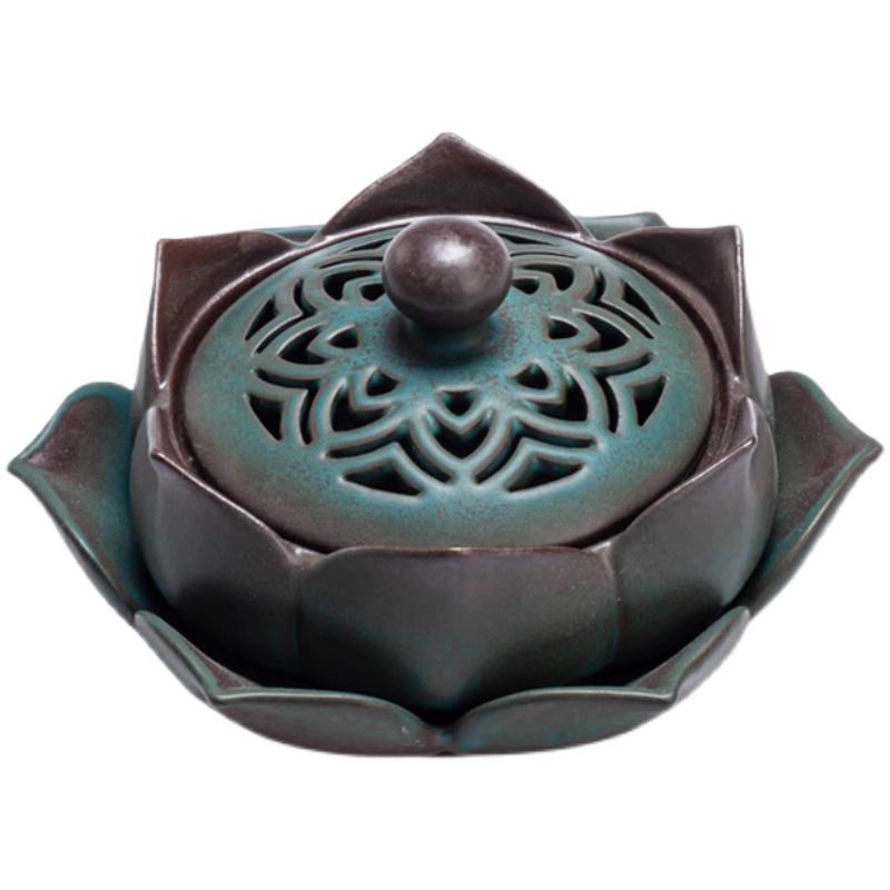 Handgefertigter Keramik Räuchergefäß Lotus Zen Aromatherapie Heimdeko, Retro Duftkunst Geschenk Indoor Zen Deko Duftender Halter