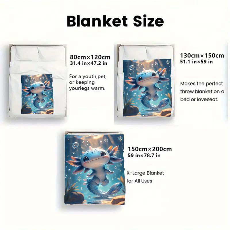 Blue salamander bubble 2D Flat Pattern Flannel Blanket High quality All Seasons Warmth and Comfort Perfect for Christmas Gifts.MMT0918398