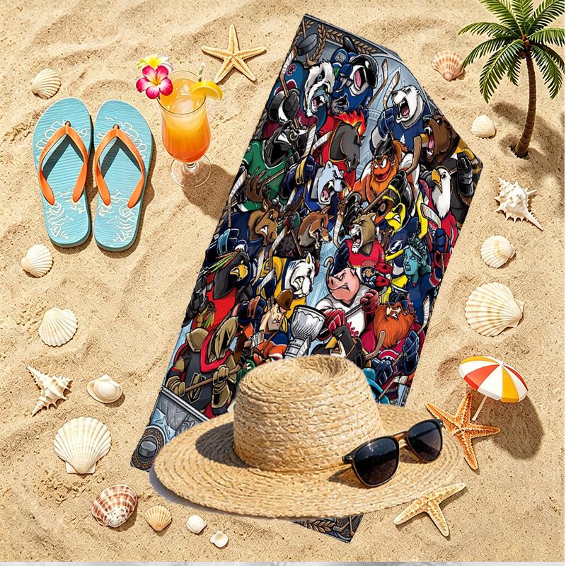 NFL Print Beach Towel, Versatile Lightweight Absorbent Beach Towel for Pool Surf Yoga Bathroom, Perfect Birthday Holiday Gift