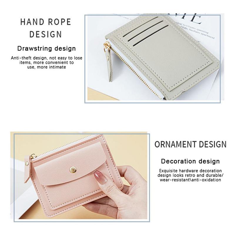 Leder Damen Geldbörse Frauen Einfache Geldbörsen Mini Reißverschluss Uni Mehrkartenhalter Münz Kurze Geldbörsen Schlanke Kleine Geldbörse Reißverschluss Haspel