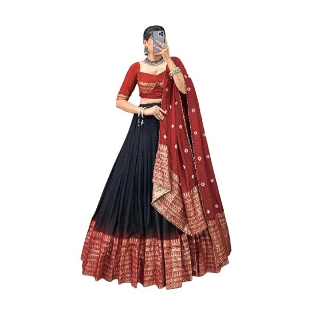 Woman's Perfectly  Collection Tussar Silk Lehenga Choli Patola Print with Foil Work ,Unstiched Blouse,
