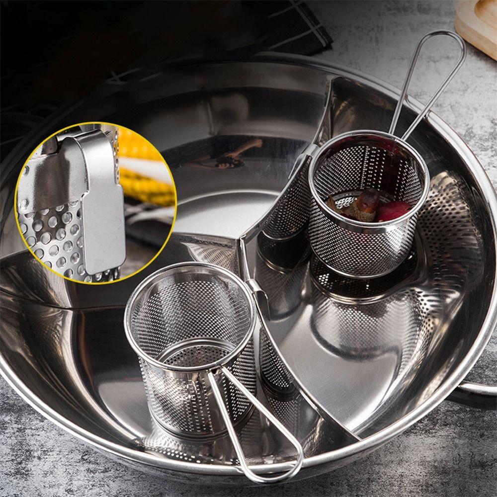 Silver Hangable Colander 304 Stainless Steel Hotpot Strainer Mesh  For Dumplings French Fries