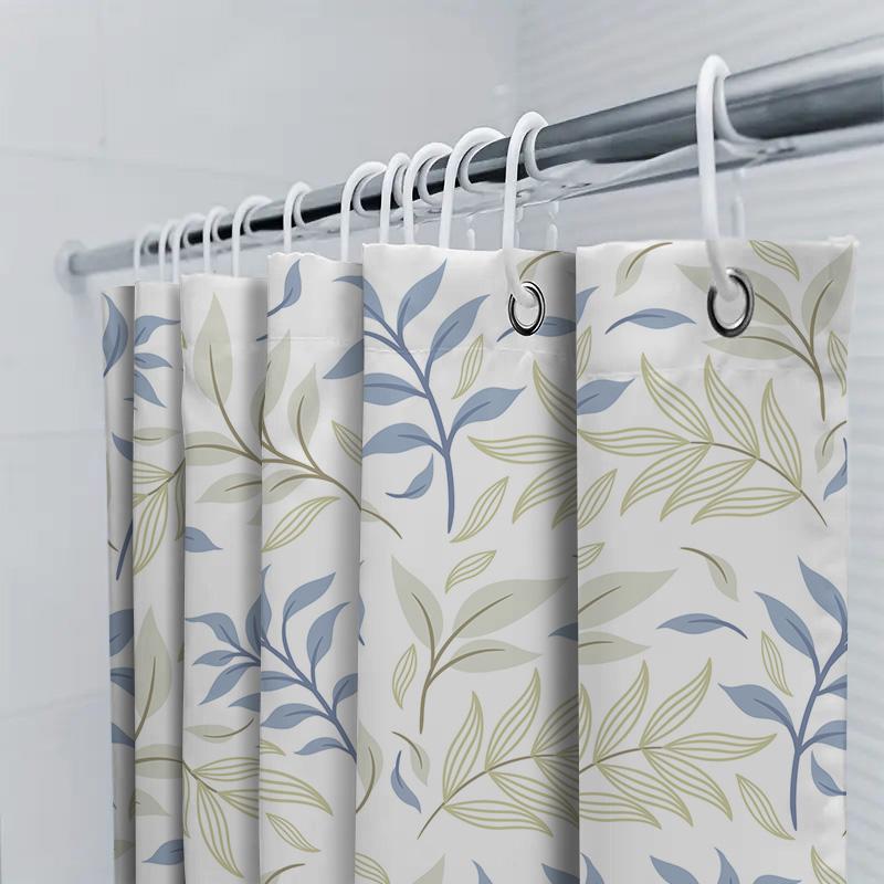 Modern Floral Pattern Shower Curtain Waterproof Bathroom Decor Rectangular Shape Blue Green White 72x84inches Home Textile Produ