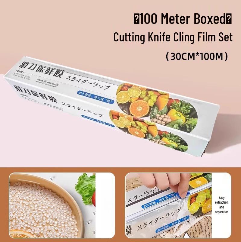 Disposable Slide Cutter PE Cling Film: High-Temp Resistant, Large Roll, Food-Grade Kitchen Wrap