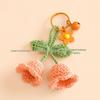 Handmade Lily Flower Wind Chime Keychain Doll Yarn Crochet Pendant for Bag & Car Decor