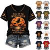 Women's Halloween Letter Print T-Shirt, Casual Crewneck Short Sleeve Tee, Everyday Wear