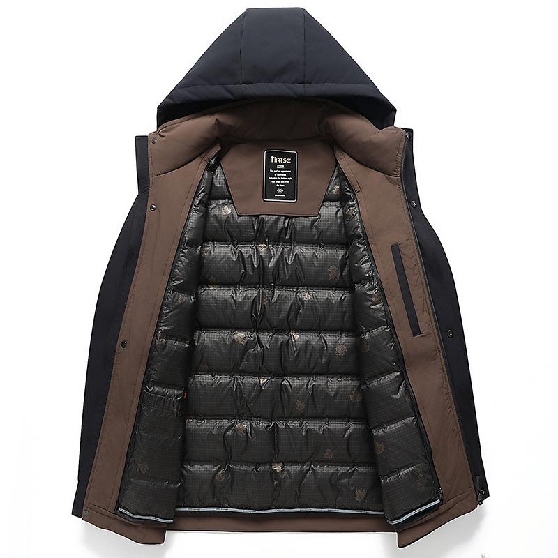 Men's Down Jacket Winter New Style Mid-length Hooded Thickened Cold-proof and Warm Removable Liner Men's Down Jacket Jacket