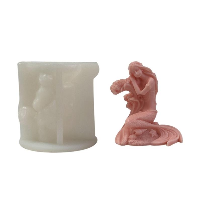 Kerzen-Silikonform Langlebig 3D Meerjungfrauen Duftkerzen-Harzform Gips-Dekorationen Form DIY Gips Aromatherapie