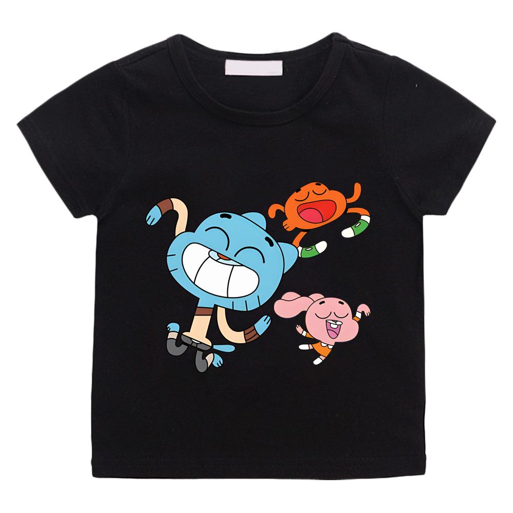 

The Wonderfully Weird World of Gumball Kids T Shirts Girls Boys Cartoon tops Cute High Quality Children Clothes Short Sleeve 8T чорний