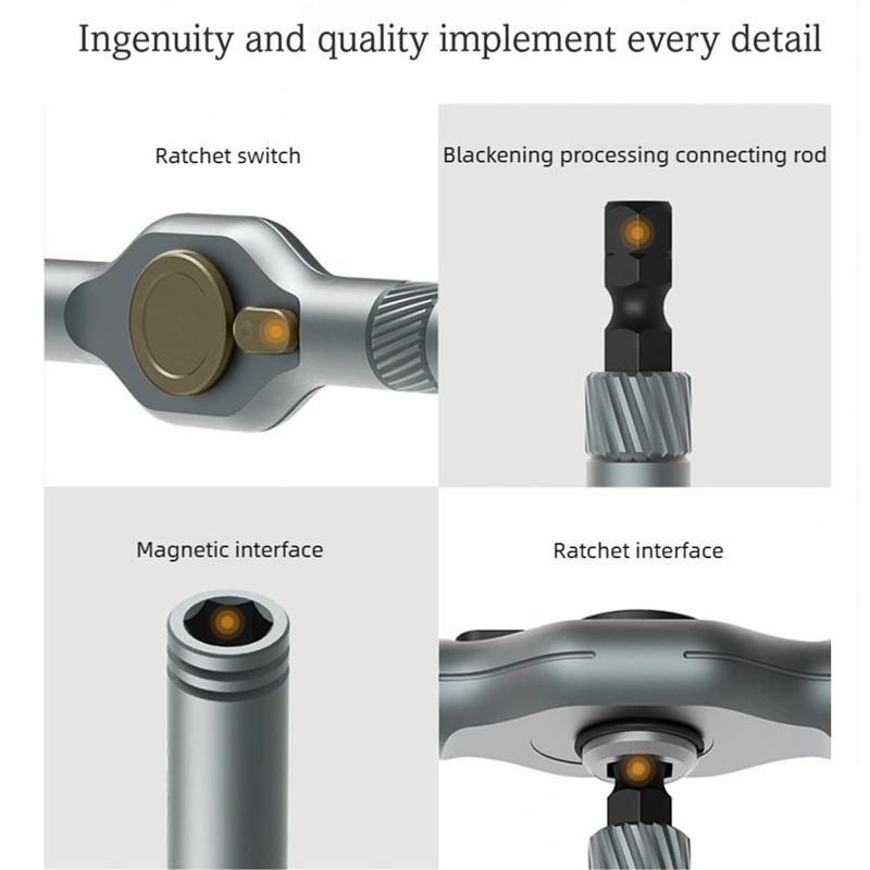 24 In 1 Magnetic Screwdriver Set Magnetic Compact and Portable Ratchet Screwdriver with Reversible High Torque Drive Handle