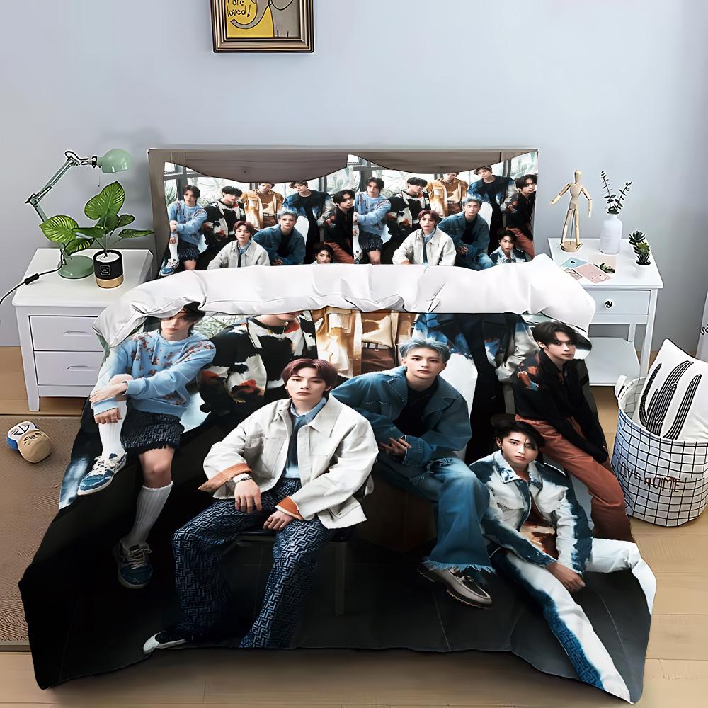 KPOP Duvet Cover Pillowcase S-Stray-K-Kids Bedding Set Adult Boy Girl Bedroom Decoration Children Gift Single Double Large Size