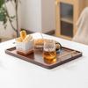 1PCS Bamboo Tray Tea Tray Rectangular Household Tea Cup Holder Bamboo Dark Retro with Handle Cake Vegetable Storage Plate