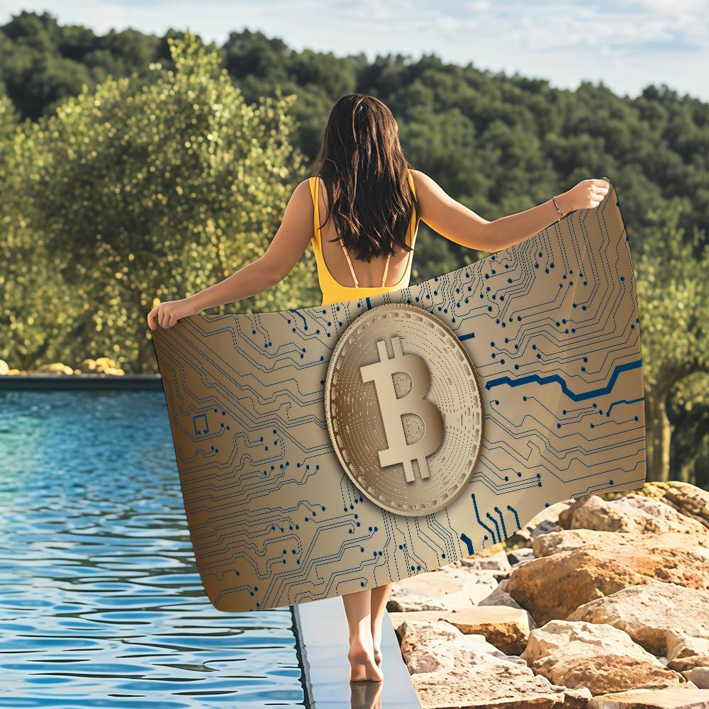 

B-Bitcoin Towel Quick Drying Beach Towels Are Suitable For Swimming Pools Camping Yoga And The Gym W30*H60(CM)