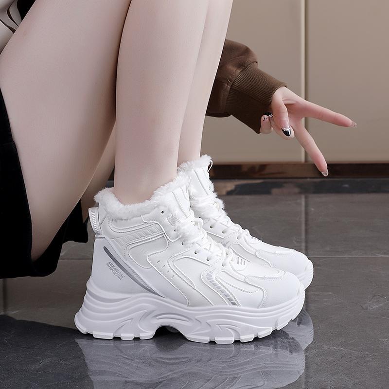 TUINANLE Winter Sneakers with Fur Shoes Woman Casual Sports Skateboard Trainers Women Comfort Warm Plush Athletic Shoes