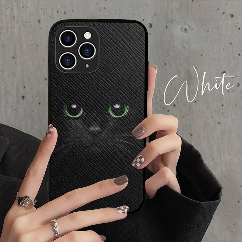 

Чехол для телефона «Черный кошачий взгляд» Жесткий кожаный чехол для iPhone 11 12 13 Mini Pro Max 8 7 Plus SE 2020 X XR XS Coque iphone 13promax3