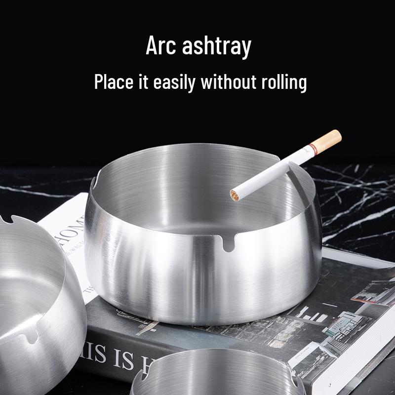 Commercial Windproof Stainless Steel Ashtray - Large Size, Custom Logo for Household, Internet Cafe, Hotel, and Restaurant Use