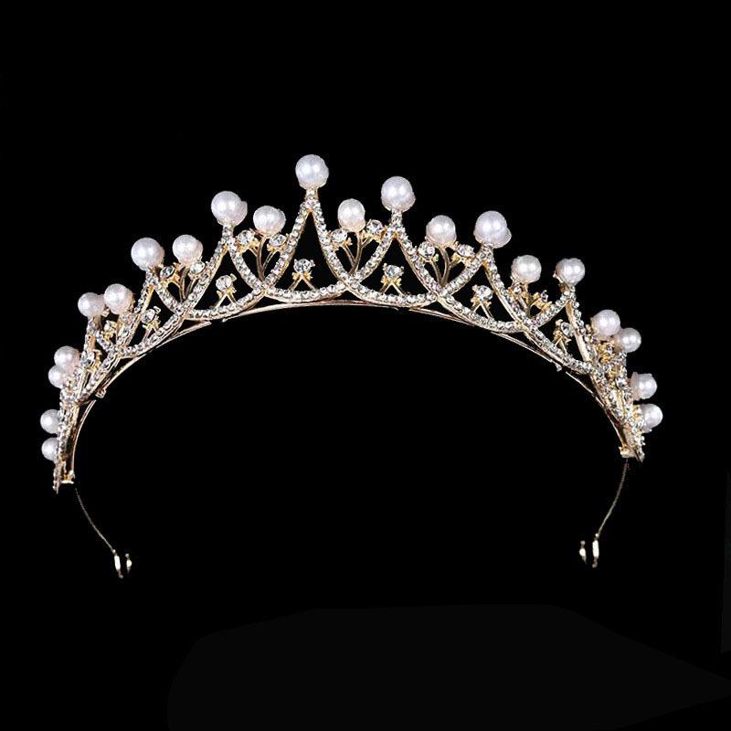 

Корейская свадебная корона из искусственного жемчуга, свадебная тиара, аксессуары для свадебного платья, золотая и серебряная корона в виде ободка, аксессуары для волос