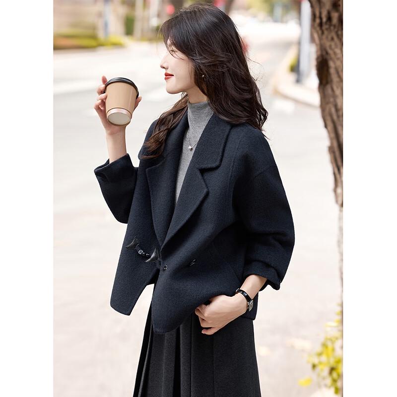 

Женское элегантное короткое пальто из смесовой шерсти L