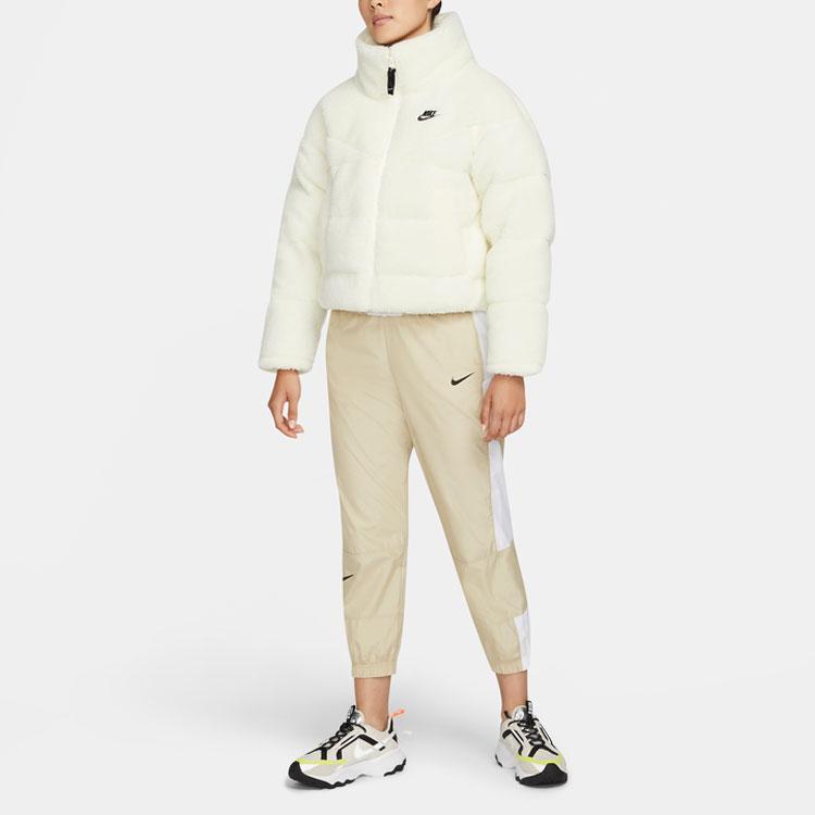 Nike Embroidered Logo Fleece-Lined Down Jacket Women Outerwear Off-White DD4655-715